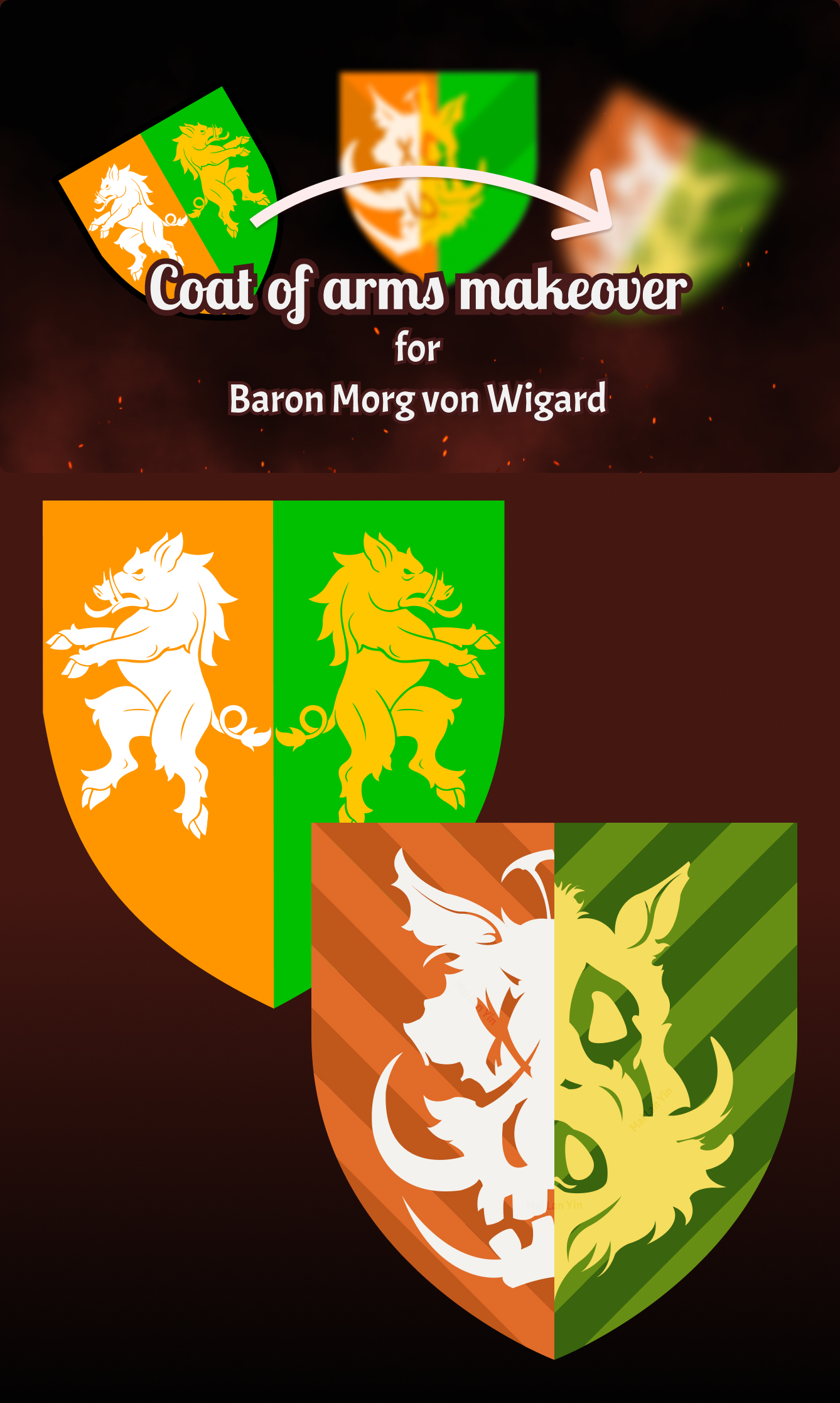 Redesign of Baron Morg von Wigard's coat of arms featuring a wild boar